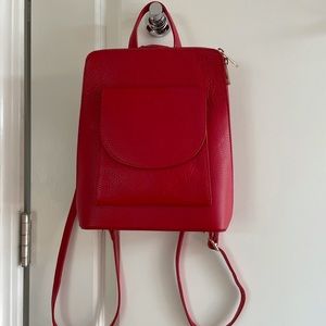 Red leather backpack / purse — from Italy